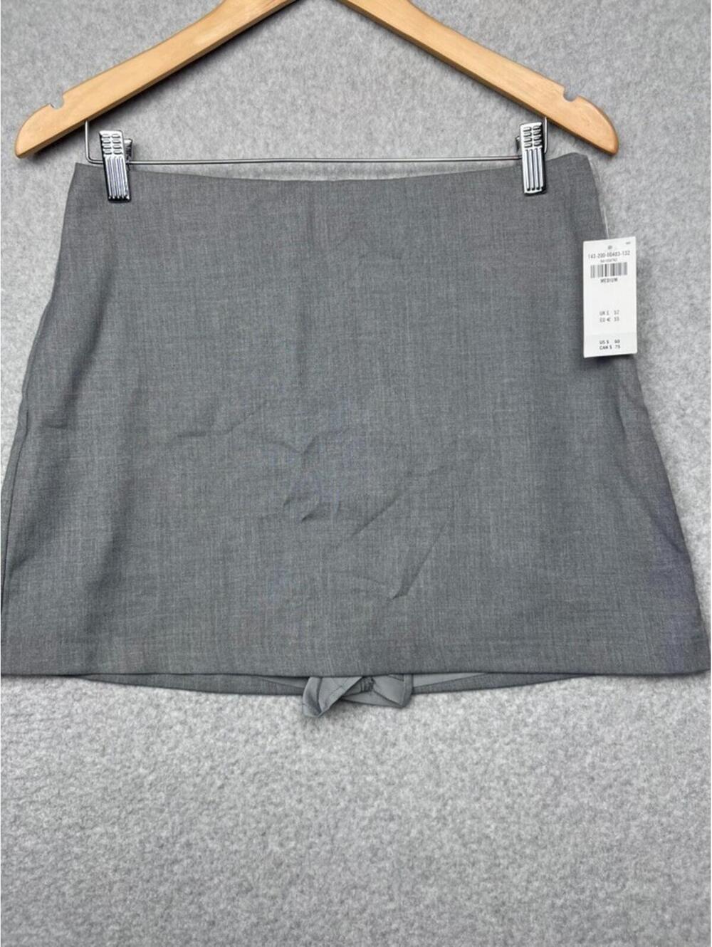 Abercrombie Scarlett Mini Skort Ultra High Rise Gray Tailored Skirt Office Siren